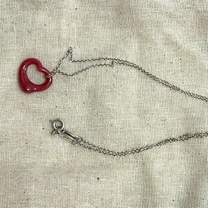 Elsa Peretti Tiffany & Co Pink Rhodonite Open Heart necklace